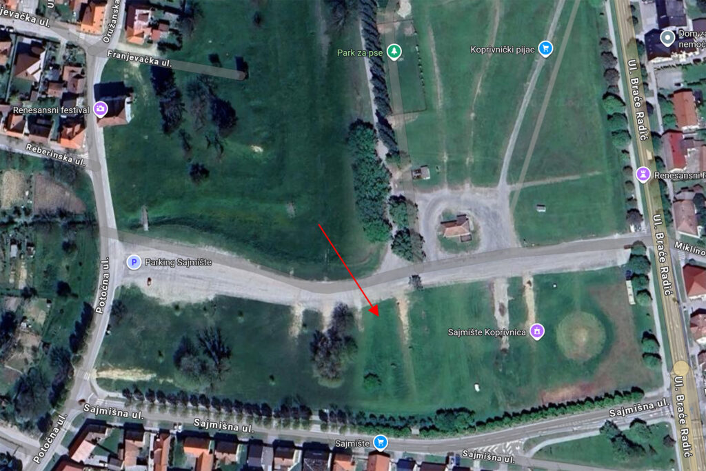 Lokacija promatranja je na sredini Gradskog sajmišta, na pola puta između Ulice braće Radić i Potočne ulice
